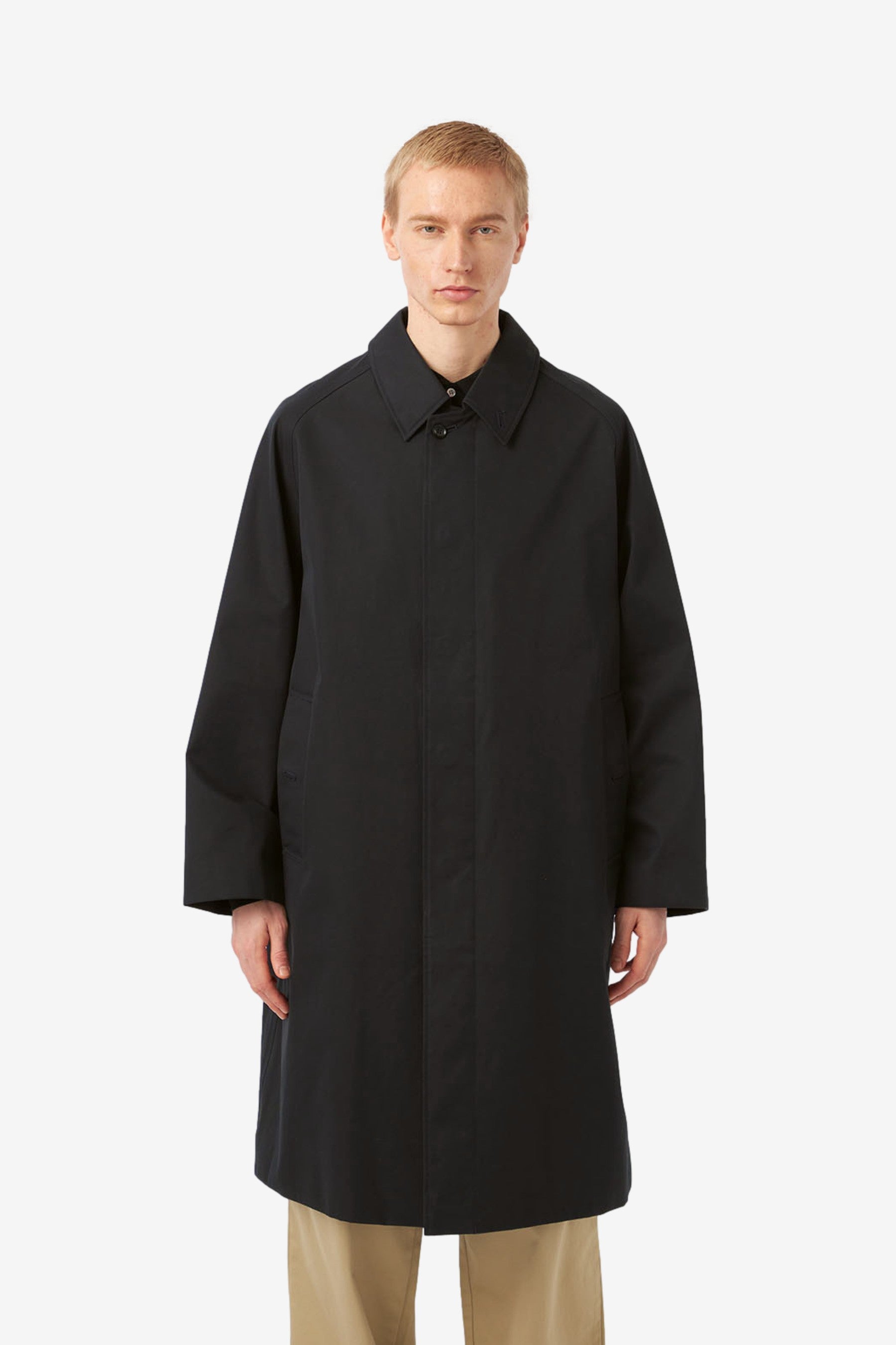 2L Cotton GORE-TEX Balmacaan Coat in Black - Nanamica