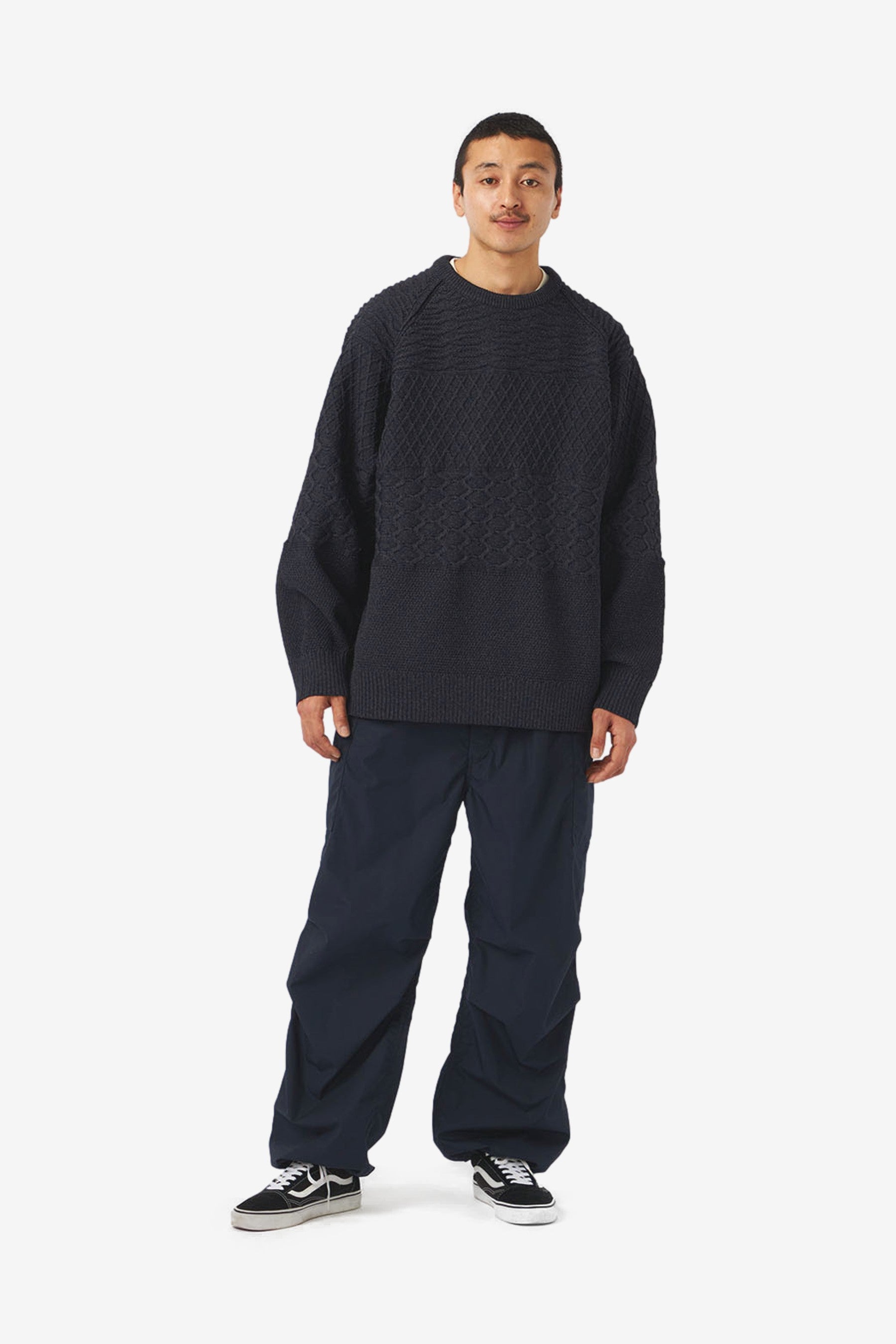 nanamica　Wool Crew Neck Sweater Nanamica: Wool Crew Neck Sweater - Black | Gotengo Menswear