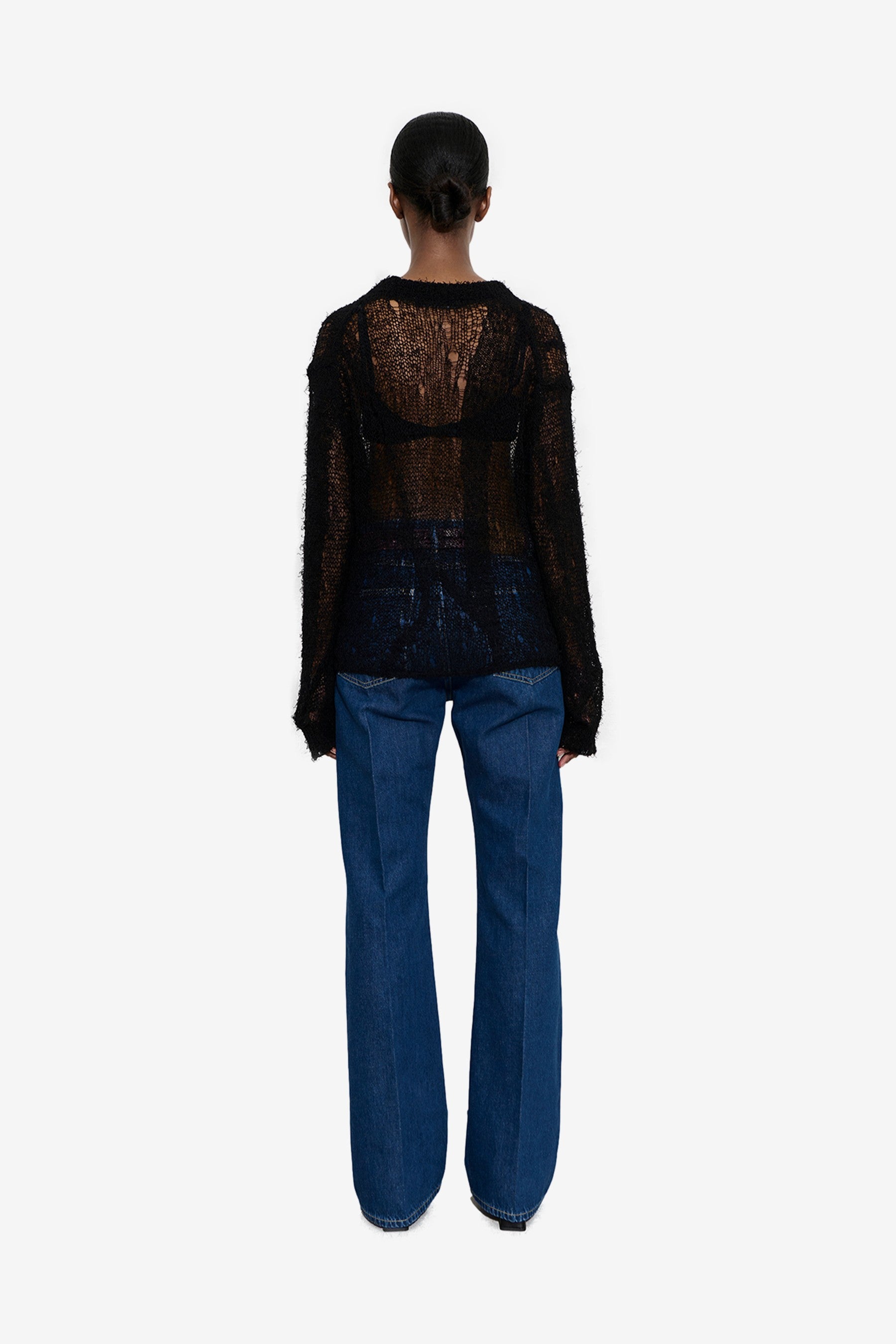 Academy Cardigan in Black Ragged Open Linen - Our Legacy | Afura Store