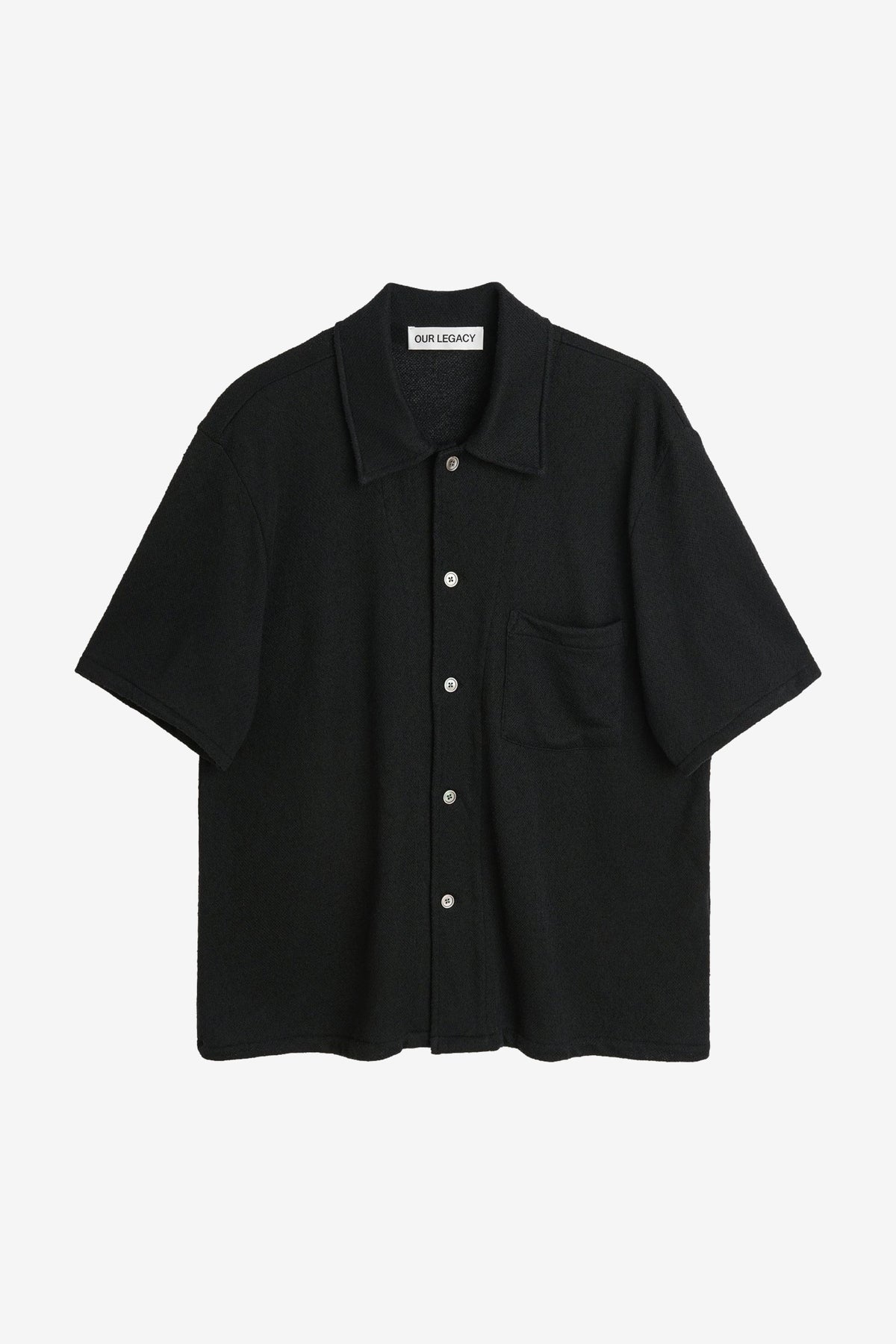 Box Shirt Shortsleeve in Black Boucle - Our Legacy | Afura Store