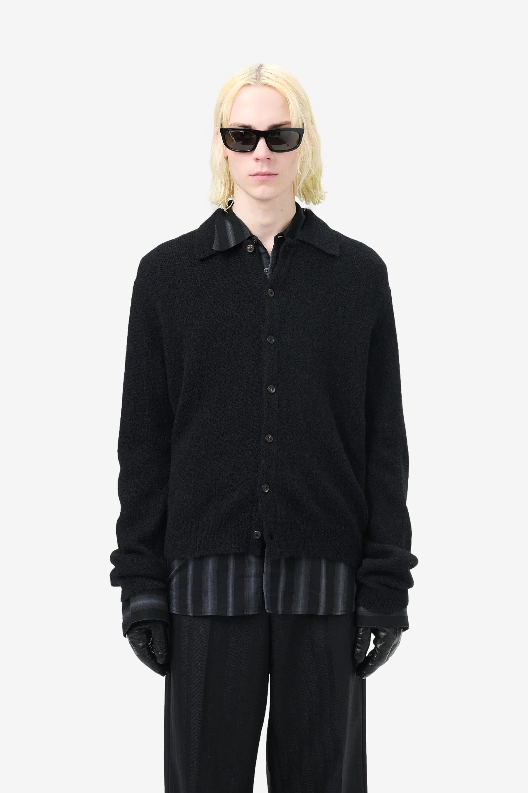 トップス OURLEGACY EVENINGPOLO Black Fuzzy Alpaca Evening Fuzzy Alpaca Polo