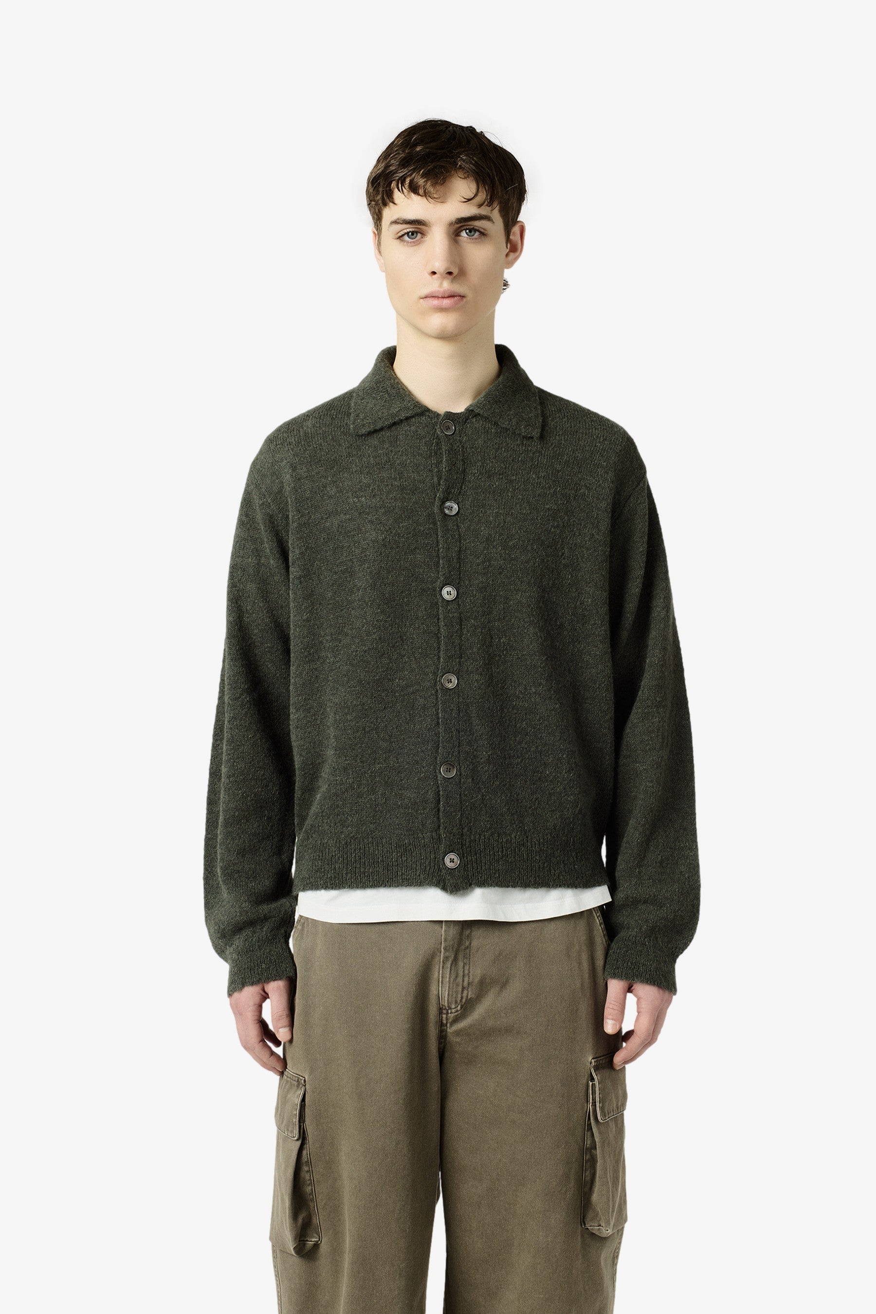 Evening Polo in Moss Green Fuzzy Alpaca - Our Legacy | Afura Store