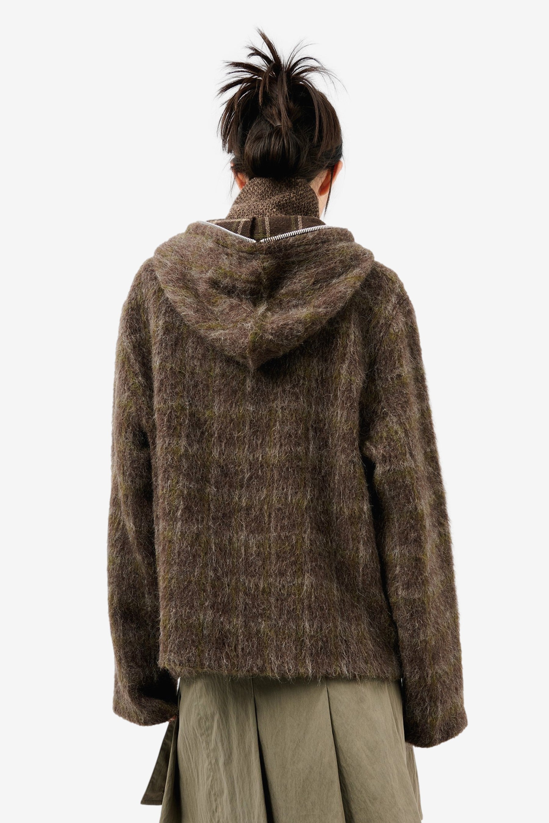 Full Zip Hood in Dorf Check Hairy Wool - Our Legacy | Afura Store