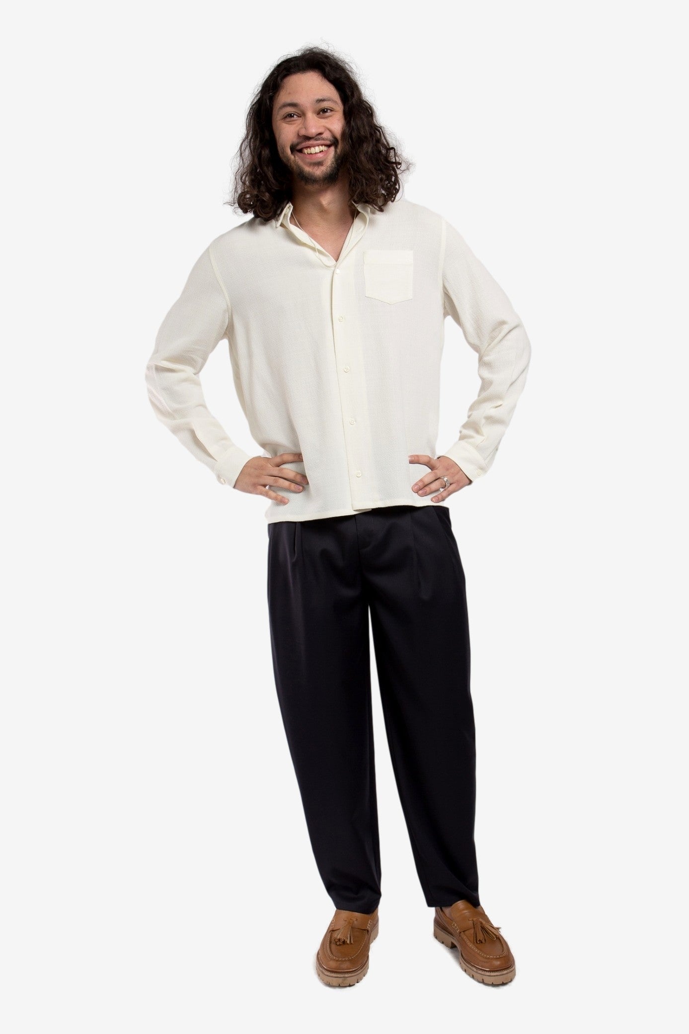 Hampus Shirt in Off White - Séfr Séfr | Afura Store