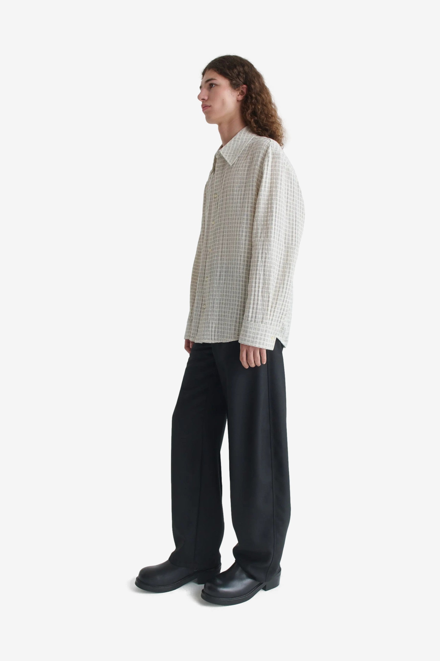 Wes Shirt in Subtle Beige Check - Séfr | Afura Store
