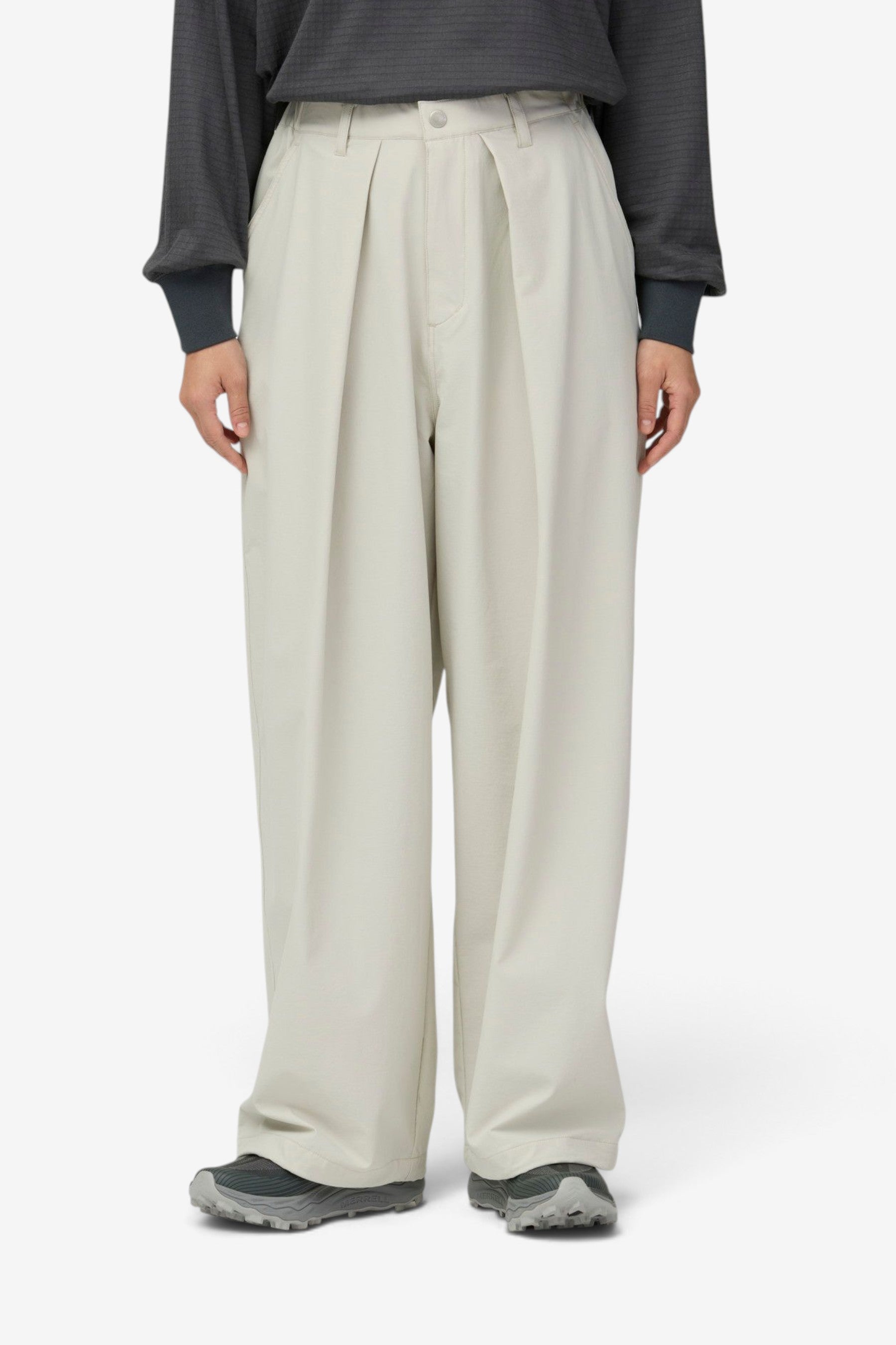 Tropical Wool Kid Mohair Slacks in Gray Check - Auralee | Afura Store