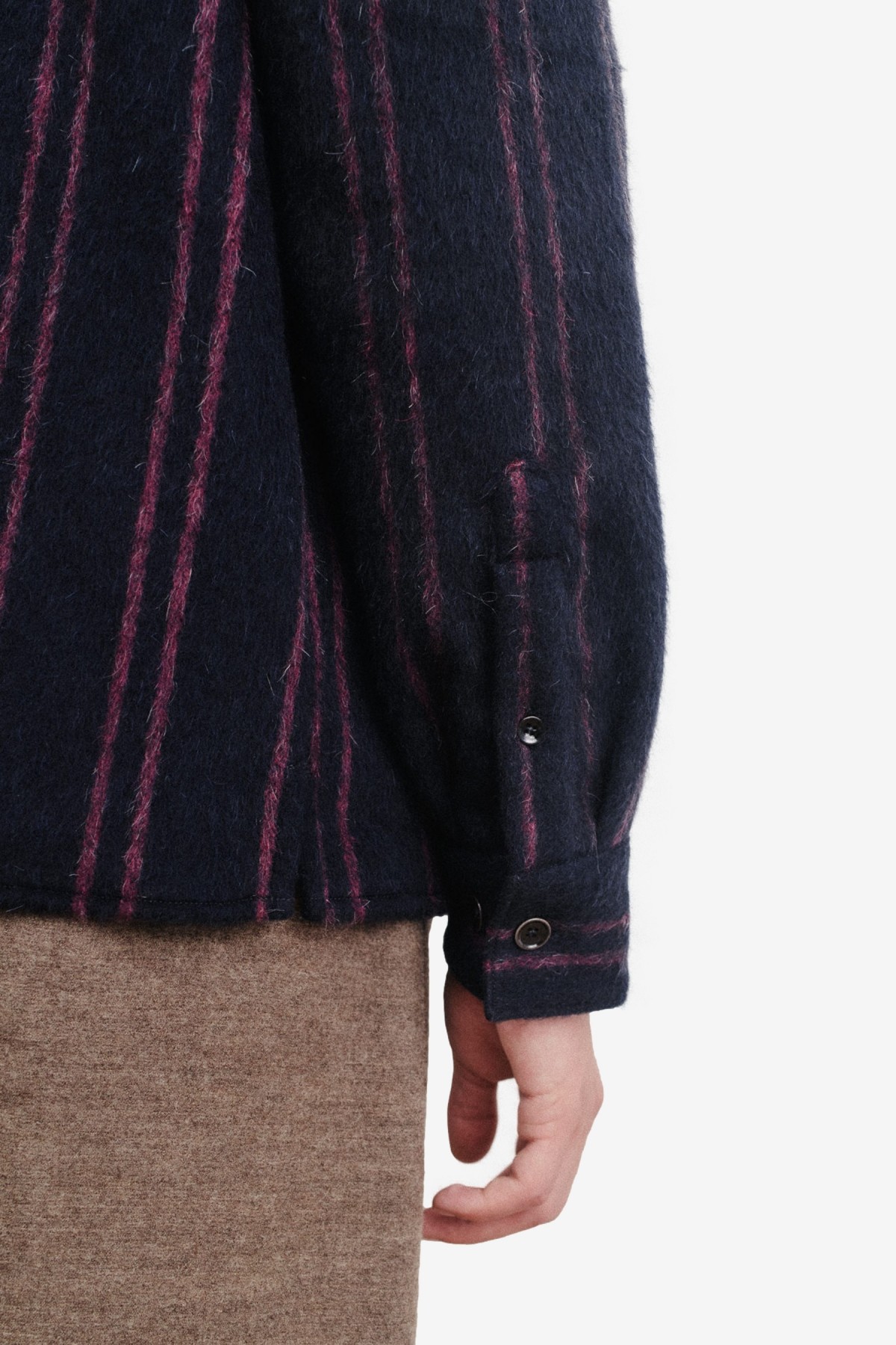 A Kind of Guise Cullu Overshirt in Furry Navy Stripe