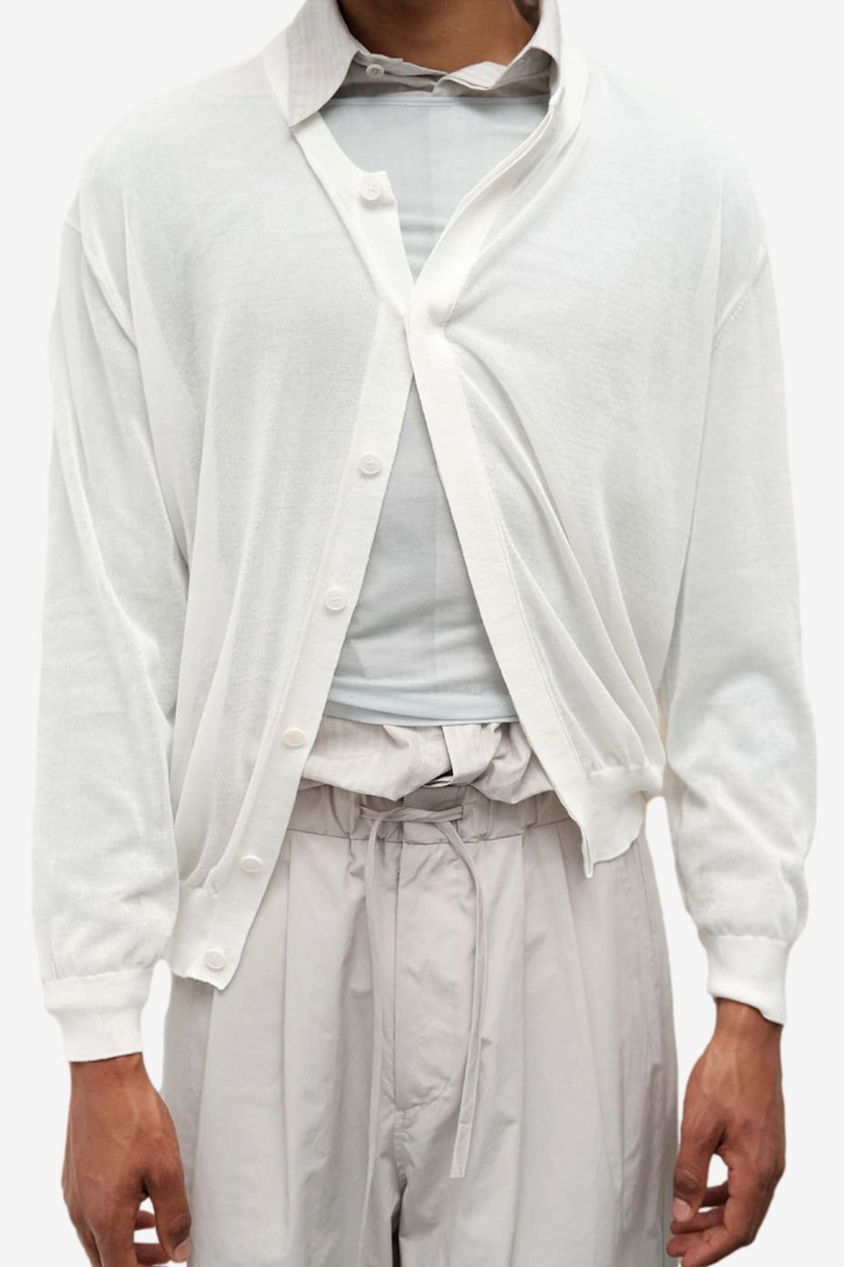 Amomento Sheer Round Cardigan in White