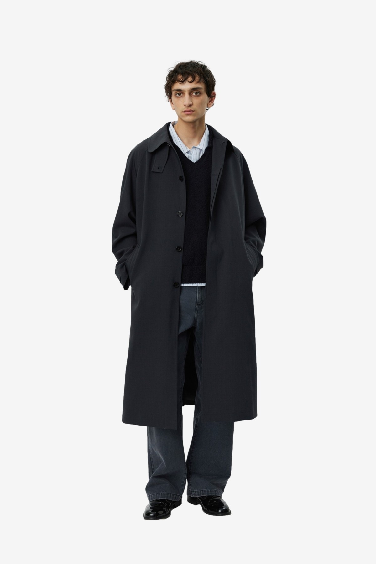 mfpen Installation Coat in Dark Grey Wool