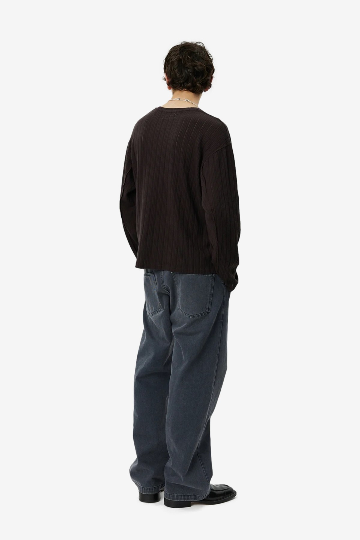 mfpen LS Round Neck in Brown Rib