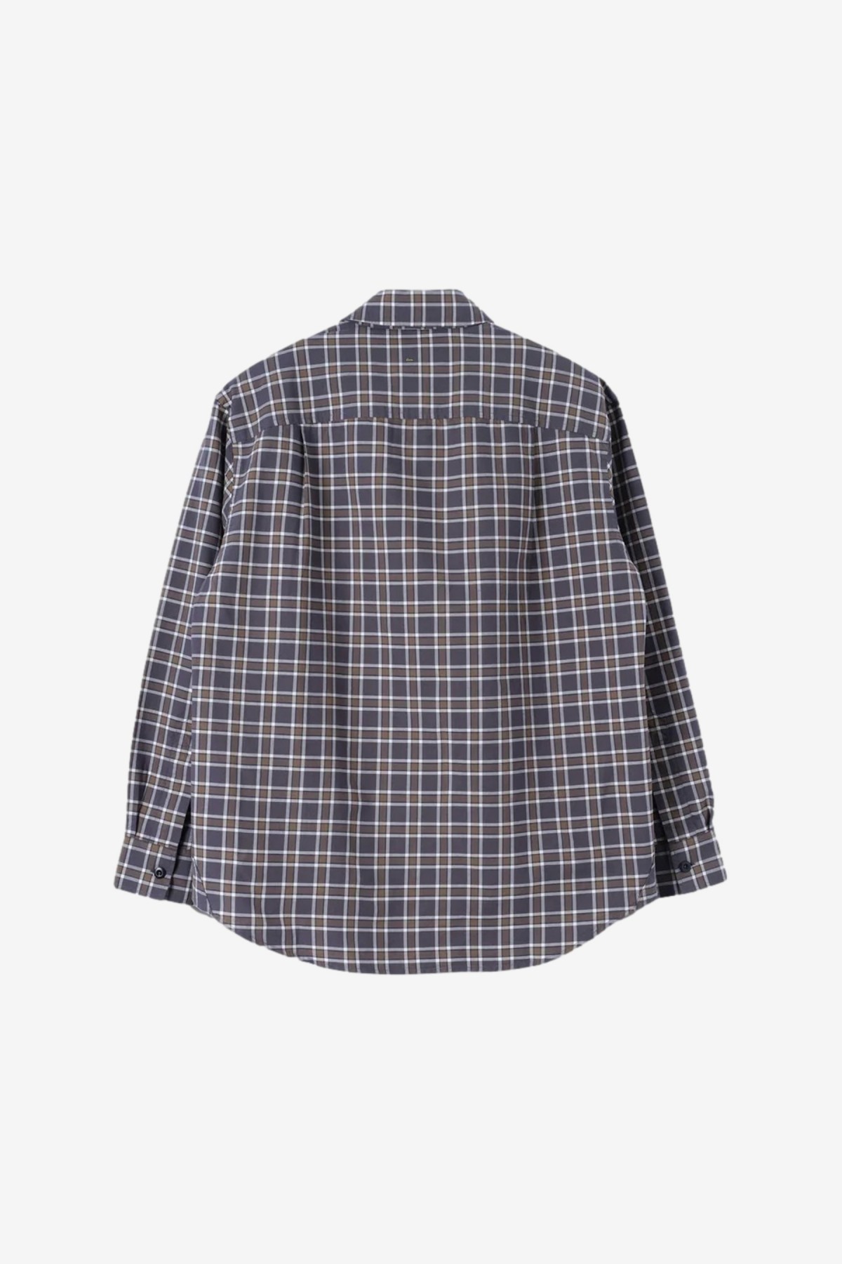 MHL by Margaret Howell Basic Shirt Plainweave Cotton Check in Slate Moss