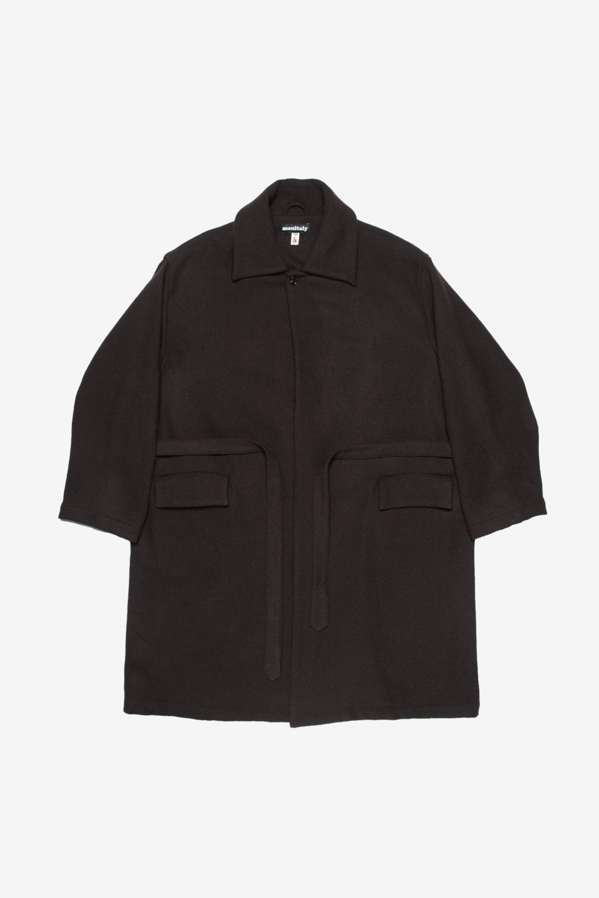 Monitaly Jute Coat in Wool Flannel Vicente Brown
