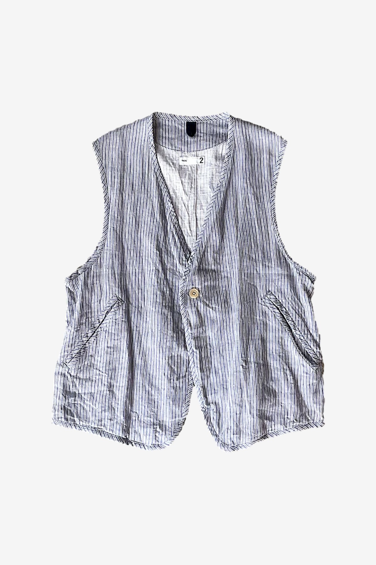 ts(s) Silk Cloth Back Slit Easy Vest in Blue / Gray