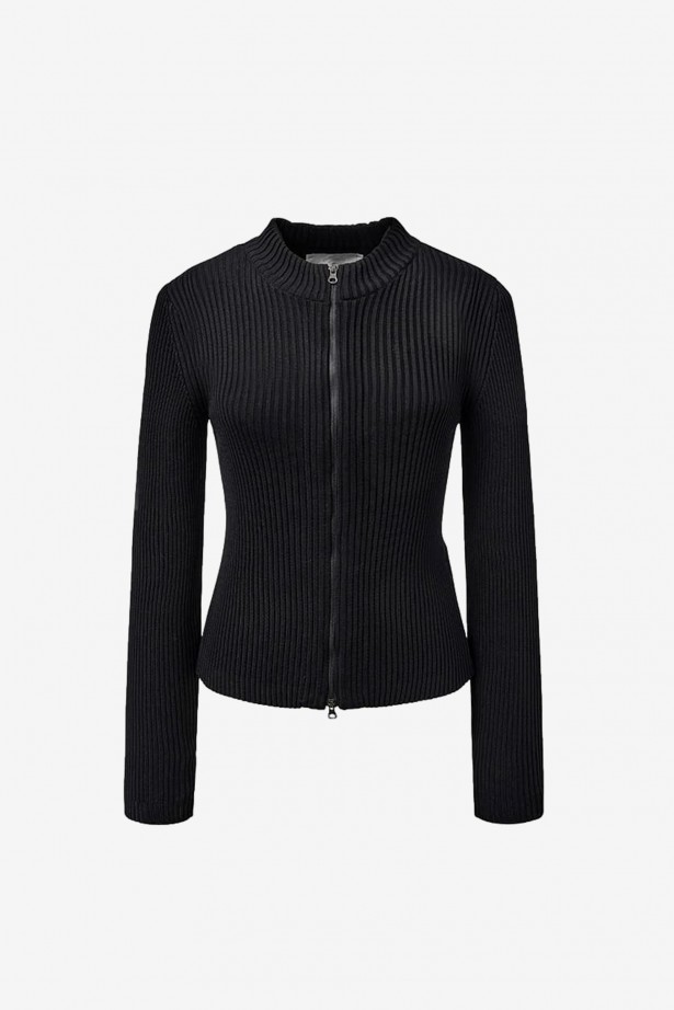 Ribbed Mock Neck Cardigan