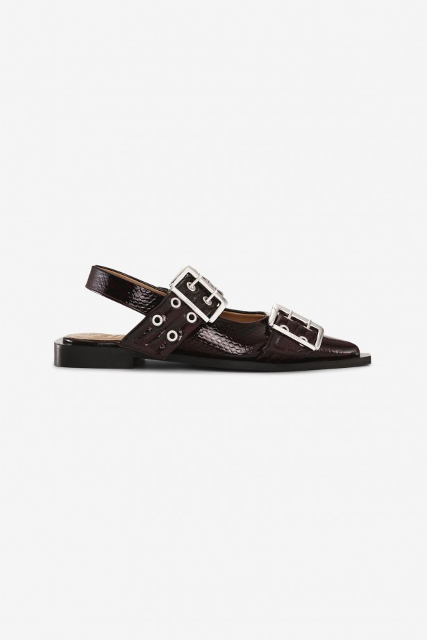 Feminine Buckle Ballerina Snake