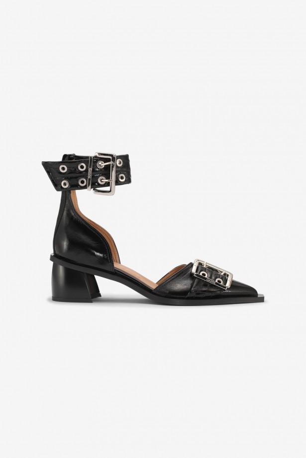 Feminine Buckle Open Cut Pump Naplack