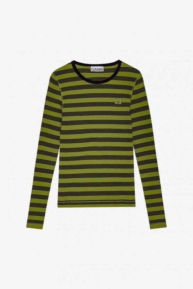 Striped Soft Cotton Rib Long Sleeve T-Shirt