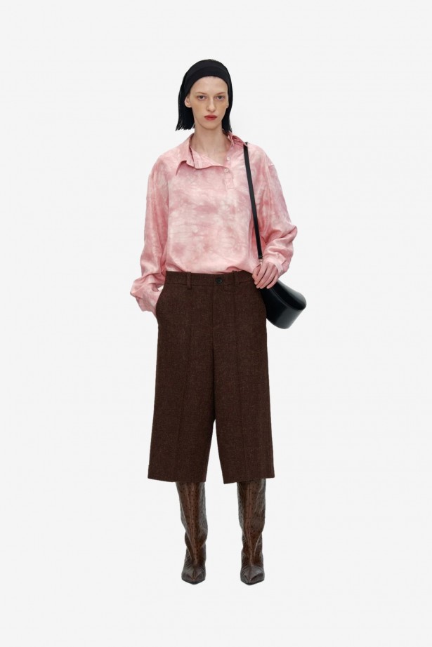 Natural Coccus Dyed Silk Detachable Collar Shirt