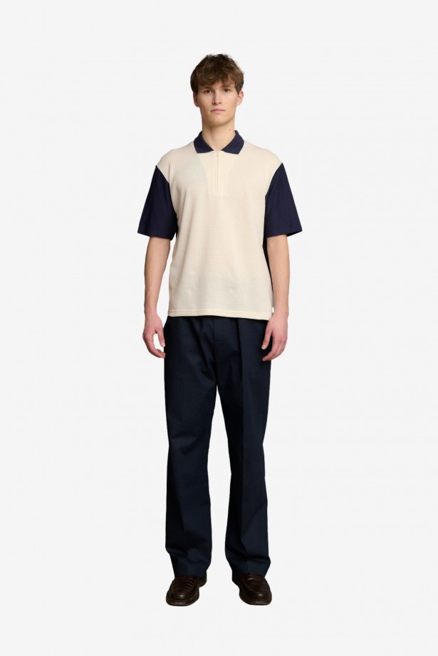 Textured Zip Polo