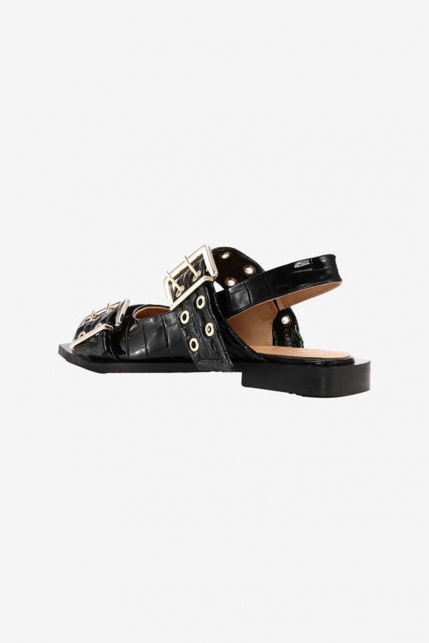 Feminine Buckle Ballerina Patent Croco