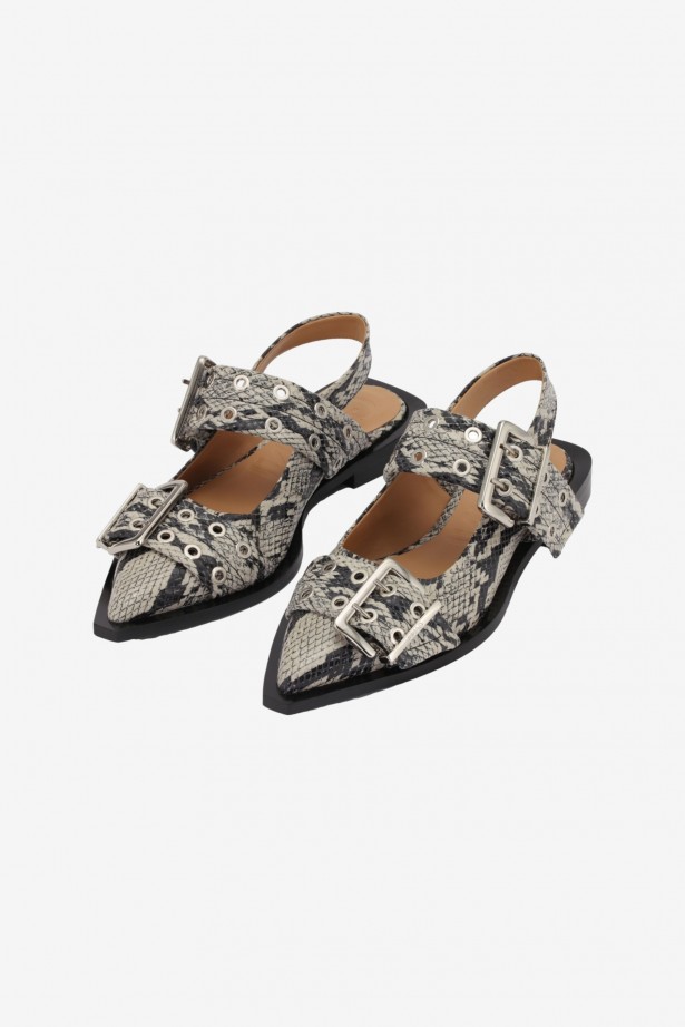 Feminine Buckle Ballerina Snake