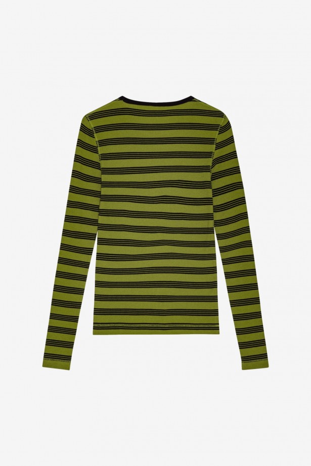 Striped Soft Cotton Rib Long Sleeve T-Shirt