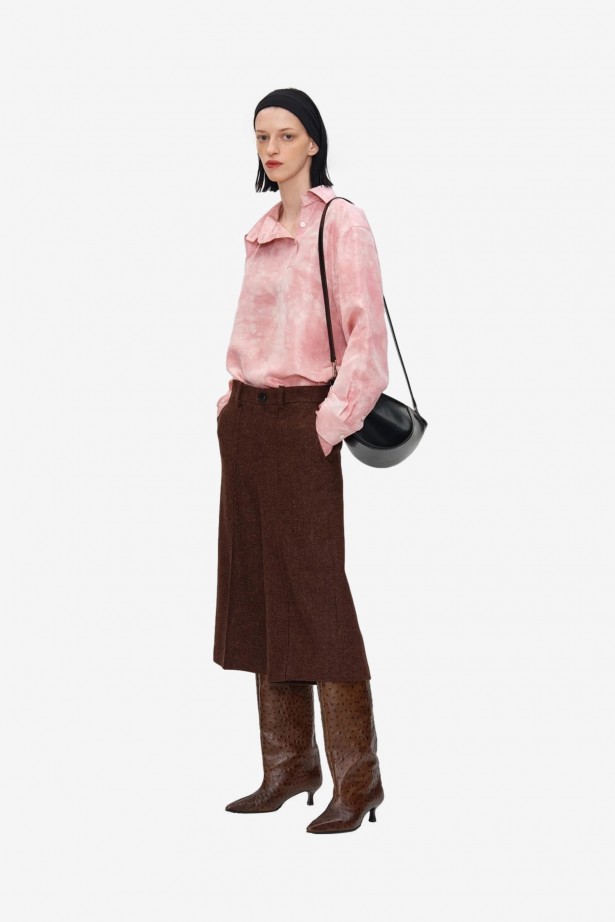 Natural Coccus Dyed Silk Detachable Collar Shirt