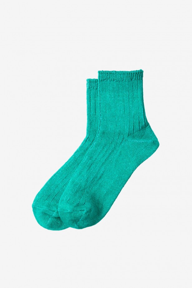 R1462 Linen Cotton Ribbed Ankle Socks