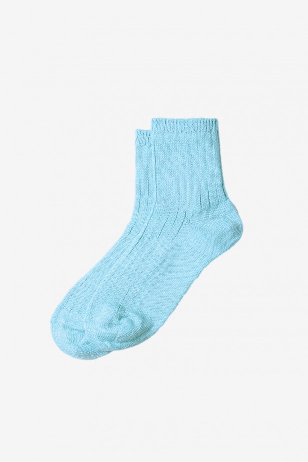 R1462 Linen Cotton Ribbed Ankle Socks