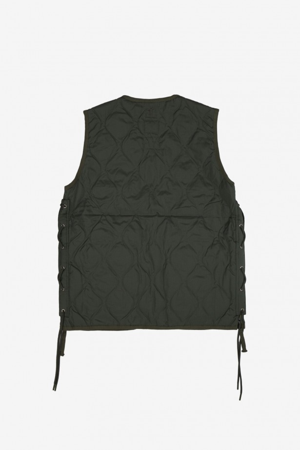 Military Zip V Neck Down Vest