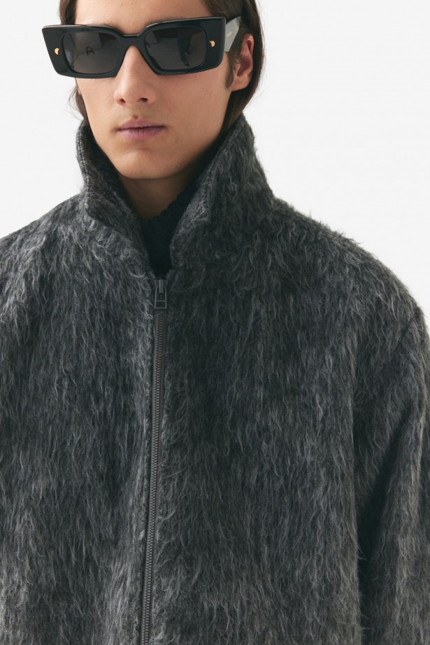 Zip Up Cardi Bonded Wool
