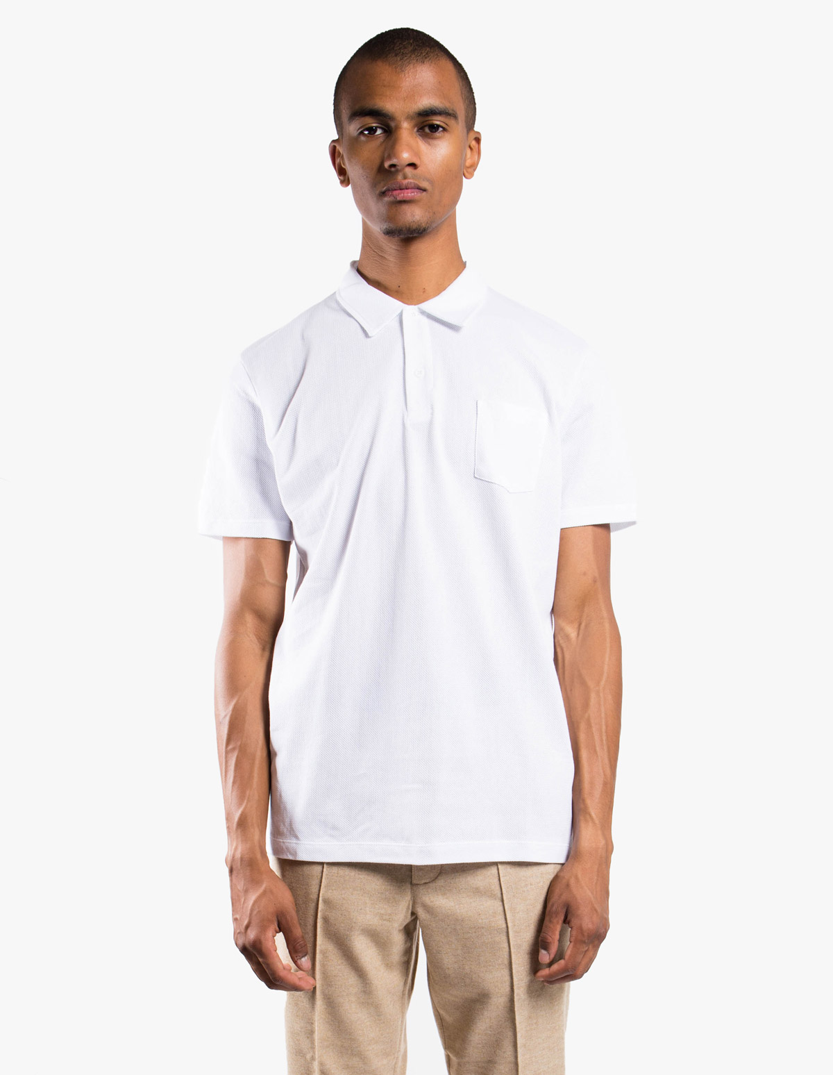 Short Sleeve Riviera Polo in White - Sunspel | Afura Store